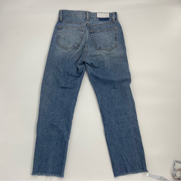 RE/DONE high rise ripped stovepipe designer jeans 25 Button Fly in The Wash - Picture 12 of 15